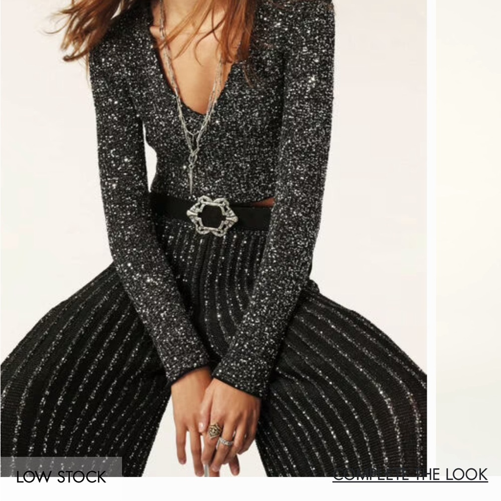 ba&sh Pull Darry Black Glitter Top size 2 French like medium SOLD OUT